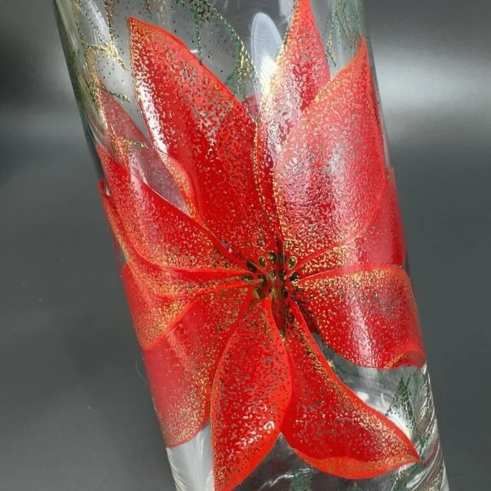 Culver Poinsettia Highball Glasses Tumbler Set 3 Vintage‎ Barware Glasses Marked